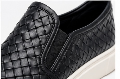 Men's Black Woven Slip-On Platform Sneakers - Image 8