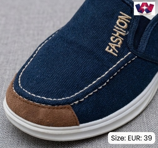 Men’s Navy Blue Casual Slip-On Canvas Shoe - Image 3