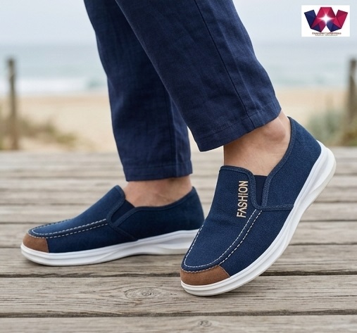 Men’s Navy Blue Casual Slip-On Canvas Shoe - Image 5