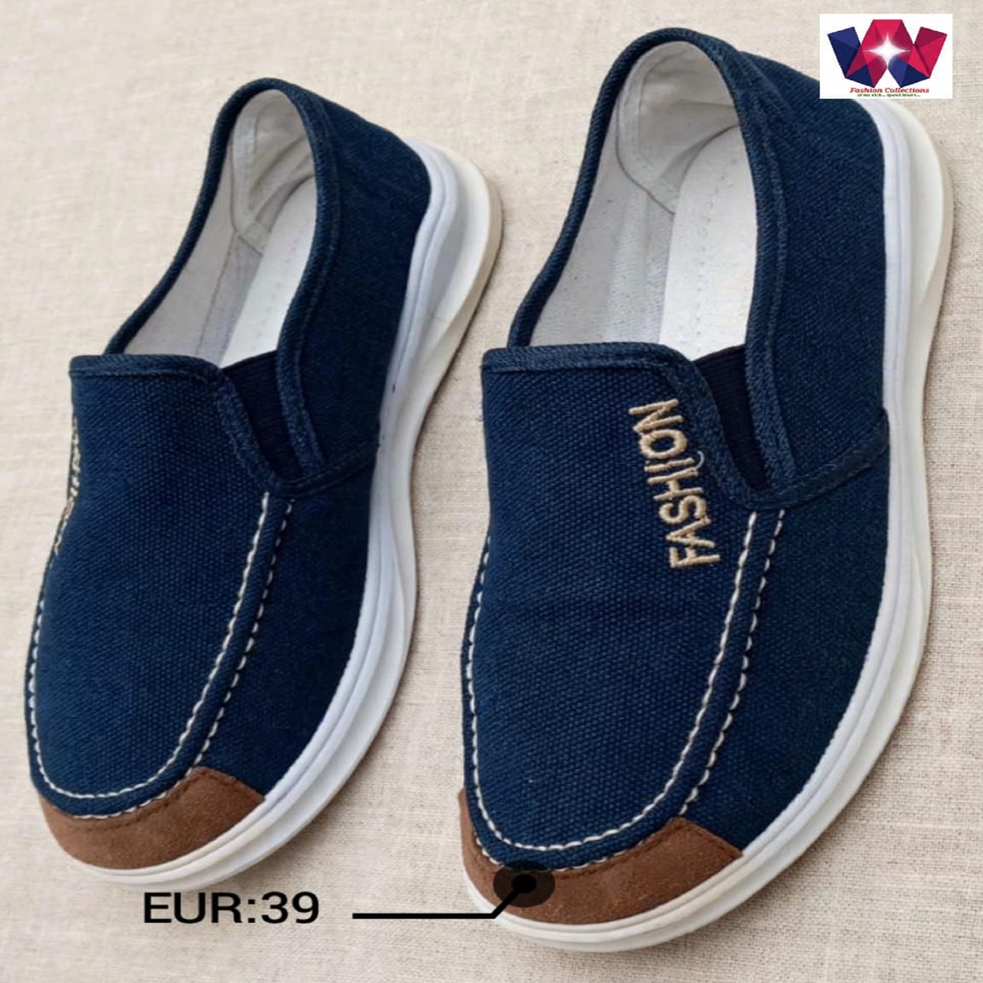 Men’s Navy Blue Casual Slip-On Canvas Shoe