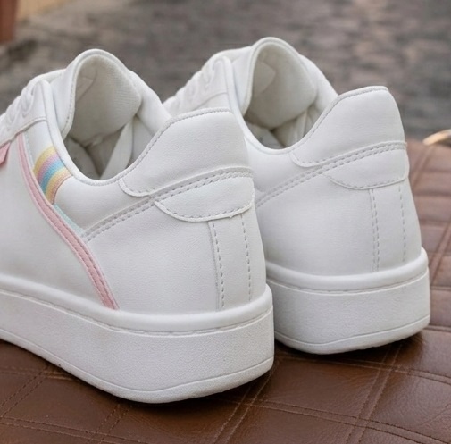 Pastel Trim White Low-Top Sneakers - Image 4