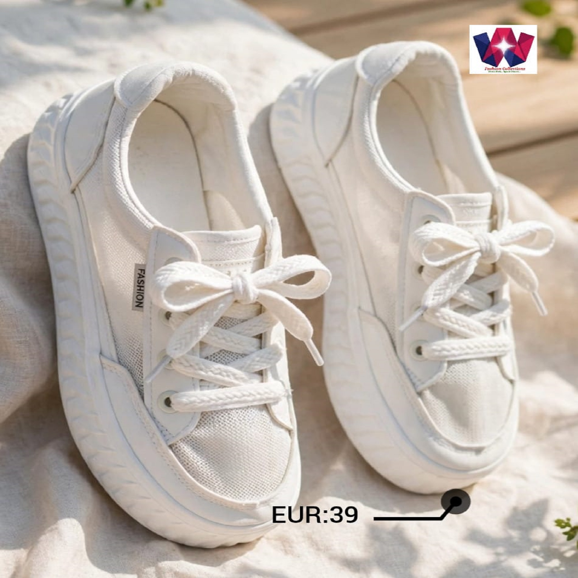 White Breathable Lace-Up Casual Sneakers
