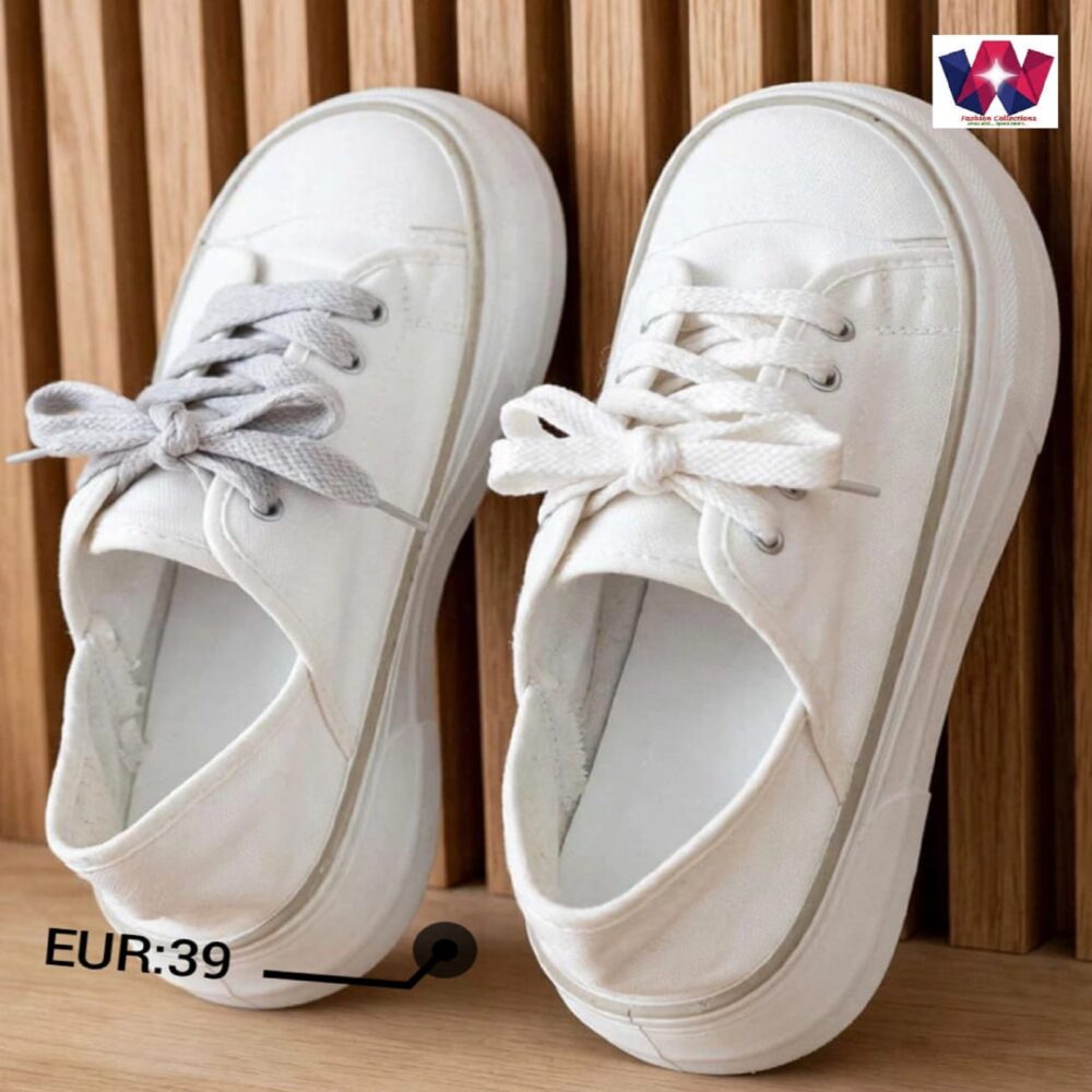 White Platform Lace-Up Sneakers