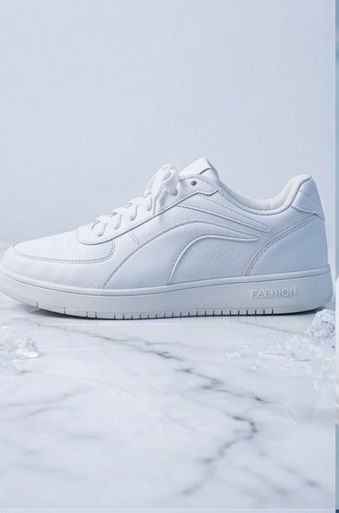 Classic All-White Lace-Up Casual Sneakers - Image 2