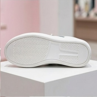 White & Forest Green Lace-Up Casual Sneakers - Image 6