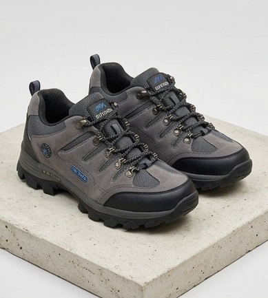 Grey Outdoor Trekking Lace-Up Hiking Sneakers - Image 3