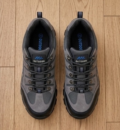 Grey Outdoor Trekking Lace-Up Hiking Sneakers - Image 2