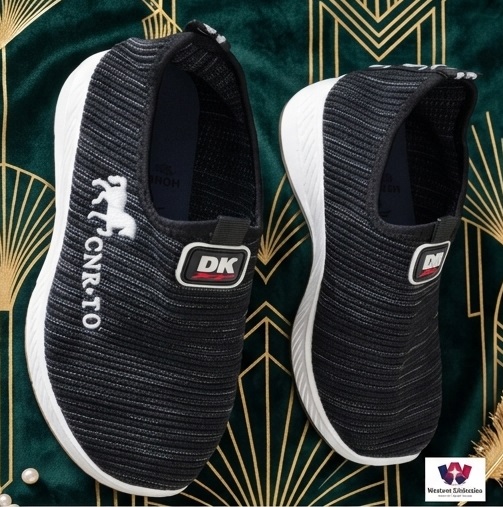 Black Knit Slip-On Sneakers with White Sole - Image 4