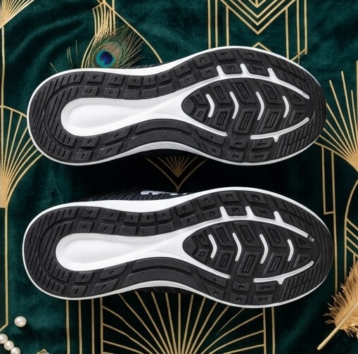 Black Knit Slip-On Sneakers with White Sole - Image 5