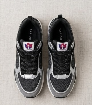 SAPIDO Black & Grey Mesh Running Sneakers - Image 3