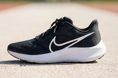 Black Lightweight Lace-Up Running Sneakers with White Sole - Image 2