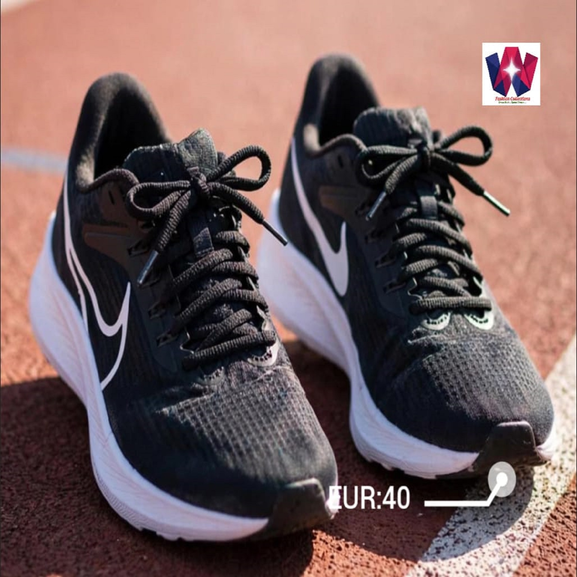 Black Lightweight Lace-Up Running Sneakers with White Sole