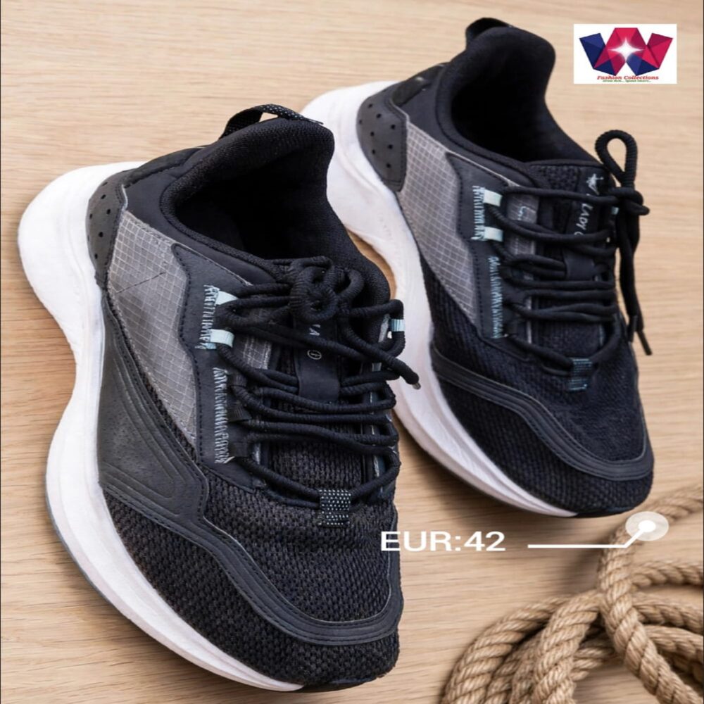 Black & Grey Breathable Mesh Running Sneakers