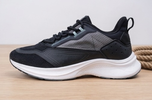 Black & Grey Breathable Mesh Running Sneakers - Image 2