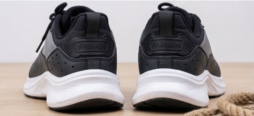 Black & Grey Breathable Mesh Running Sneakers - Image 3