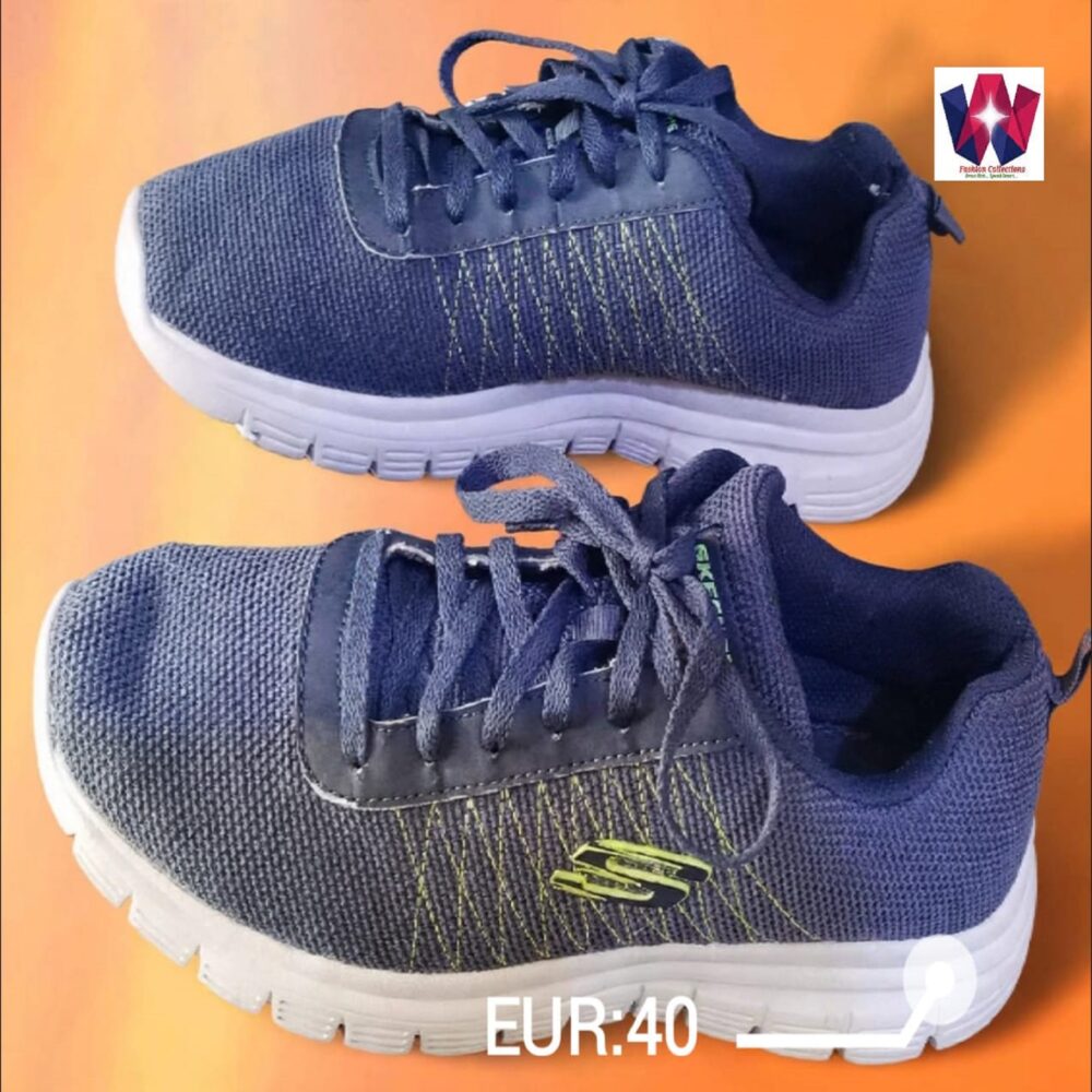 Navy Blue Knit Lace-Up Casual Sport Sneakers