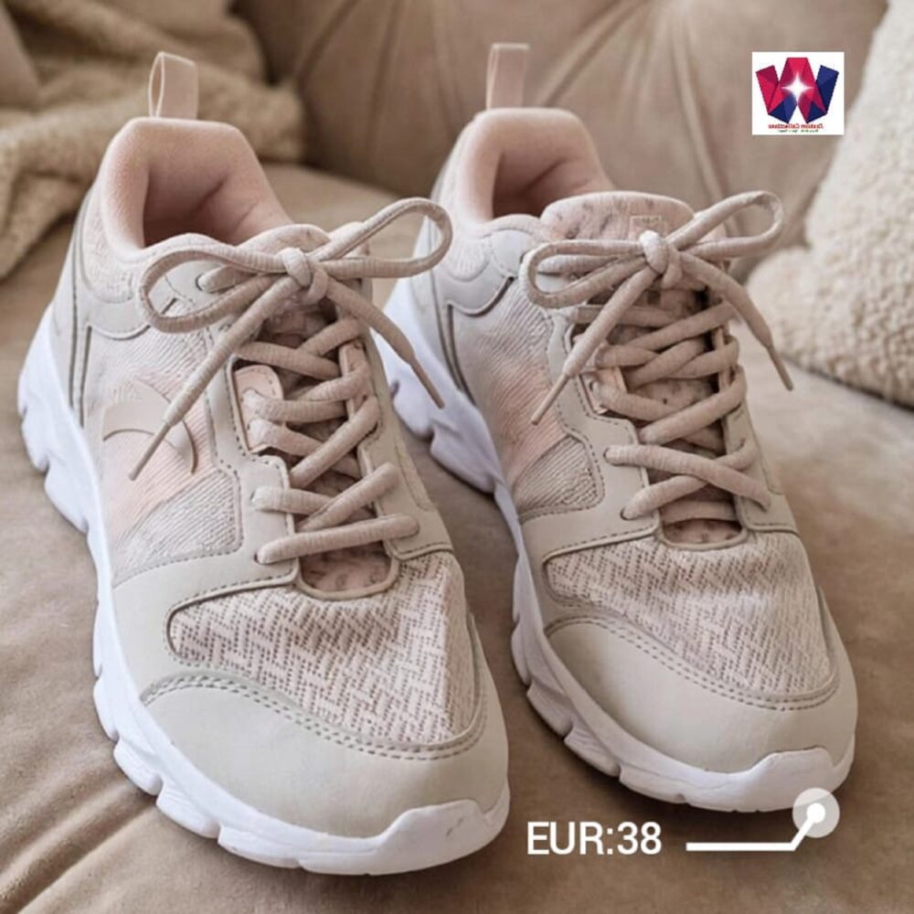 Beige Mesh Lace-Up Casual Sneakers