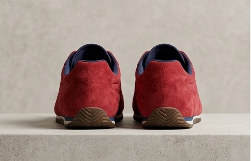 Burgundy Suede Lace-Up Casual Walking Sneakers - Image 3