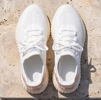 All-White Breathable Knit Lace-Up Walking Sneakers - Image 2