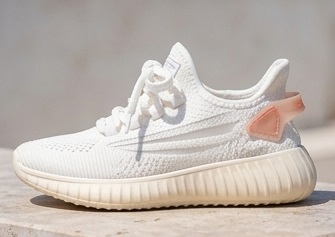 All-White Breathable Knit Lace-Up Walking Sneakers - Image 3