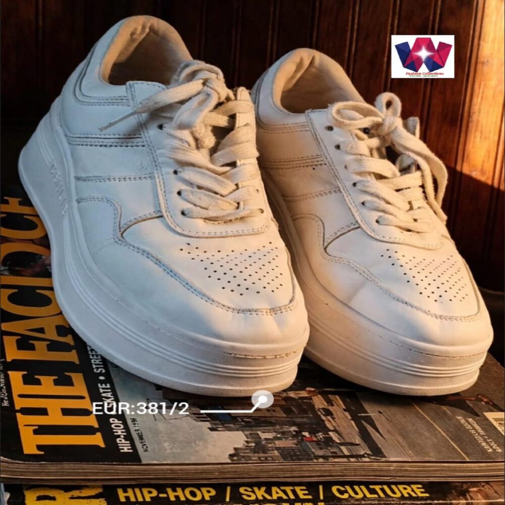 Classic All-White Platform Lace-Up Sneakers