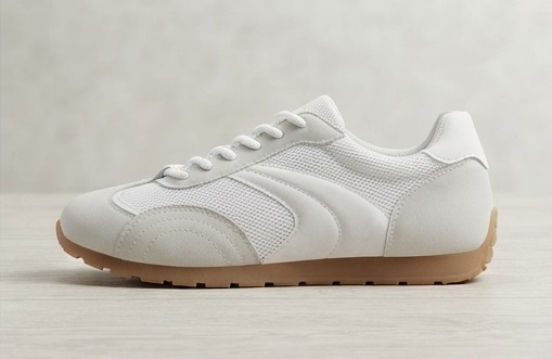 Classic White Mesh Gum Sole Casual Sneakers - Image 3