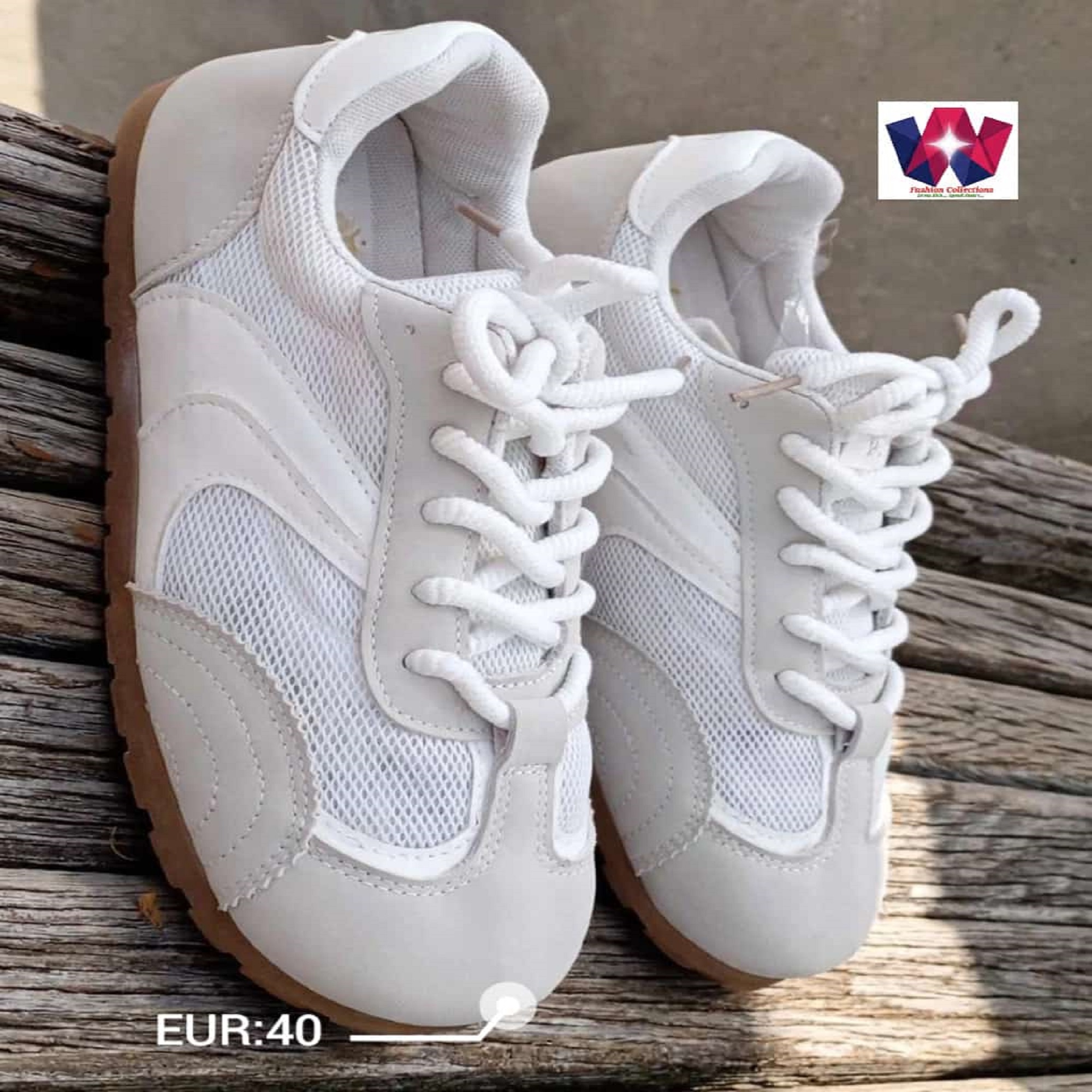 Classic White Mesh Gum Sole Casual Sneakers