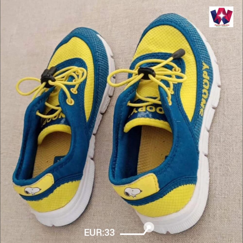 Blue & Yellow Cartoon Graphic Lace-Up Sneakers