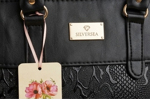Women’s Elegant Black Embossed Pattern Handbag with Shoulder Strap - Image 3