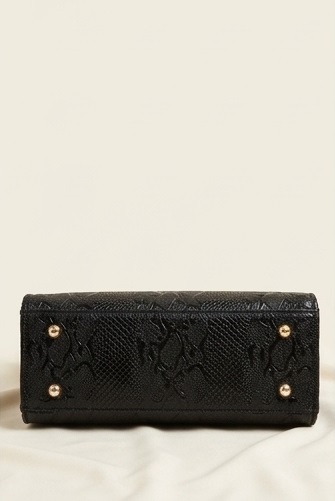 Women’s Elegant Black Embossed Pattern Handbag with Shoulder Strap - Image 5