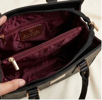 Women’s Elegant Black Embossed Pattern Handbag with Shoulder Strap - Image 6
