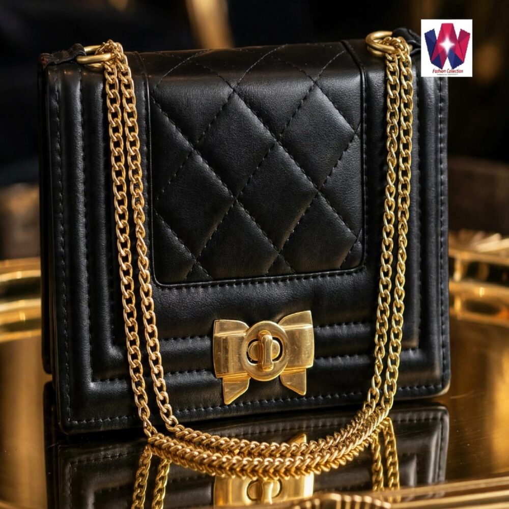 Black Quilted Chain Crossbody Shoulder Bag