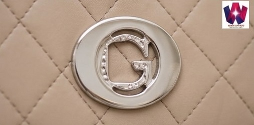 Beige Quilted Chain Shoulder Bag with Silver Hardware - Image 2