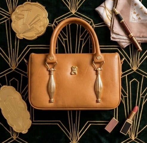 Camel Brown Structured Handbag with Double Handles - Image 5