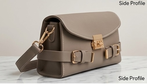Taupe Grey Structured Shoulder Handbag - Image 4