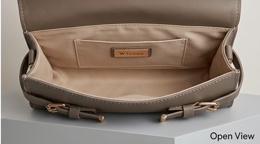 Taupe Grey Structured Shoulder Handbag - Image 5