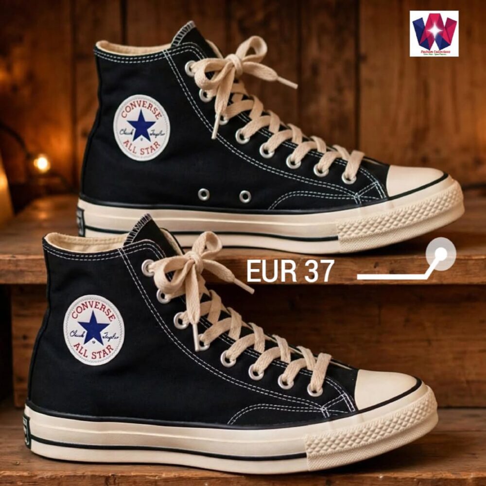 Black & White High-Top Canvas Sneakers