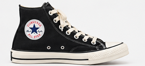 Black & White High-Top Canvas Sneakers - Image 3