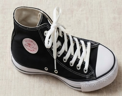 Classic Black and White High-Top Canvas Sneakers - Image 2