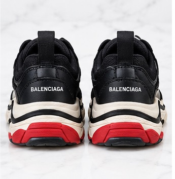 Black, White & Red Balenciaga Chunky Triple S-Style Sneakers - Image 3