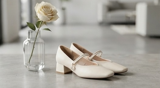 Pearl Charm Accent Mary Jane Block Heel Pumps - Image 4
