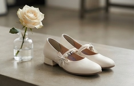 Bow & Pearl Accent Mary Jane Block Heel Pumps - Image 4