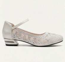 White Cutout Low Heel Mary Jane Shoes - Image 2