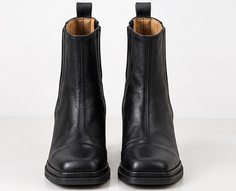 Black Square-Toe Block Heel Ankle Boots - Image 2
