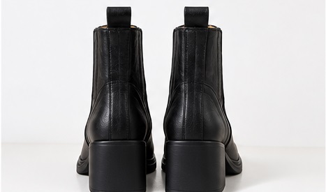 Black Square-Toe Block Heel Ankle Boots - Image 3