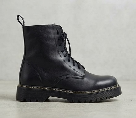 Black Lace-Up Combat Boots with Side Zipper - Image 2