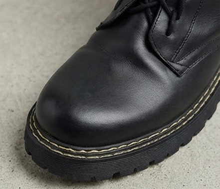 Black Lace-Up Combat Boots with Side Zipper - Image 5