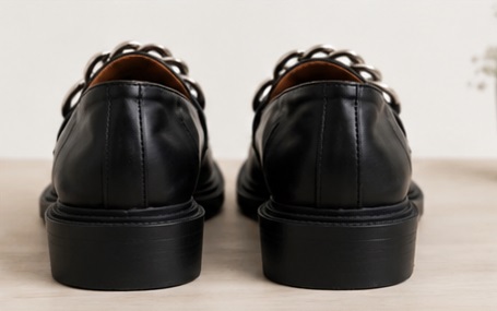 Black Chain Detail Penny Loafer Dress Shoes - Image 3