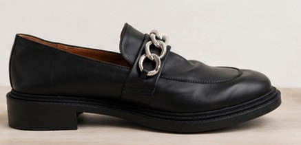 Black Chain Detail Penny Loafer Dress Shoes - Image 5