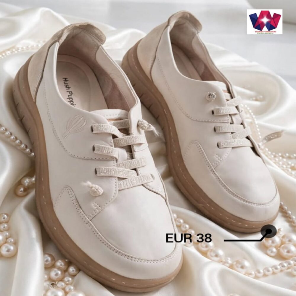 Beige Casual Leather Sneakers with Contrast Sole